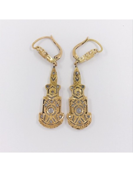 Pendientes vintage en oro 18kt con diamantes