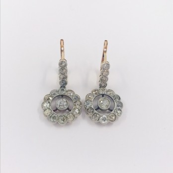 Pendientes vintage en oro 18kt con diamantes