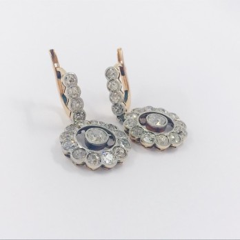 Pendientes vintage en oro 18kt con diamantes 2