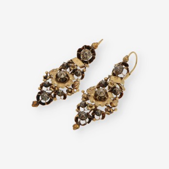 Pendientes del siglo XIX en oro 18kt con diamantes 2