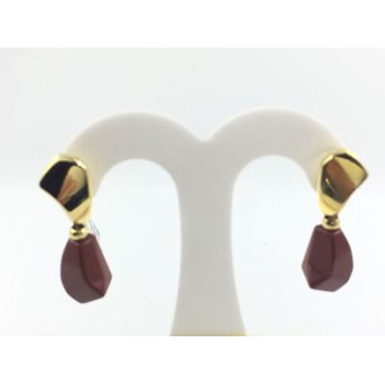 Pendientes Tous en oro y piedra de color burdeos