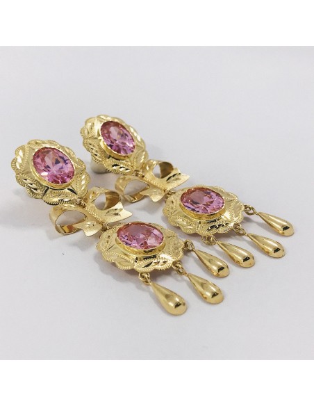 Pendientes largos vintage en oro 18kt