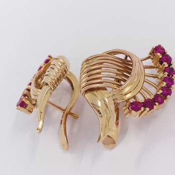 Pendientes en oro 18kt con rubÃ­s 2