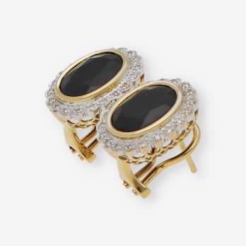 Pendientes rosetÃ³n con piedra azul y brillantes 2