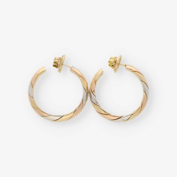Pendientes aro en oro tricolor 18kt