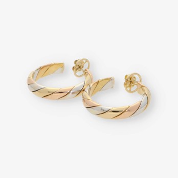 Pendientes aro en oro tricolor 18kt 2