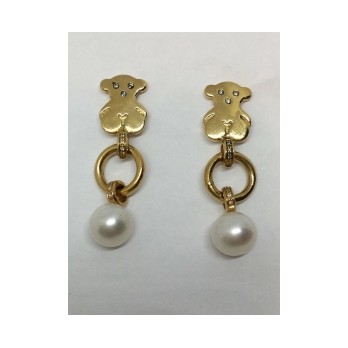 Pendientes Tous de oro con perla y brillantes