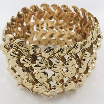 Pulsera ancha troquelada oro 2