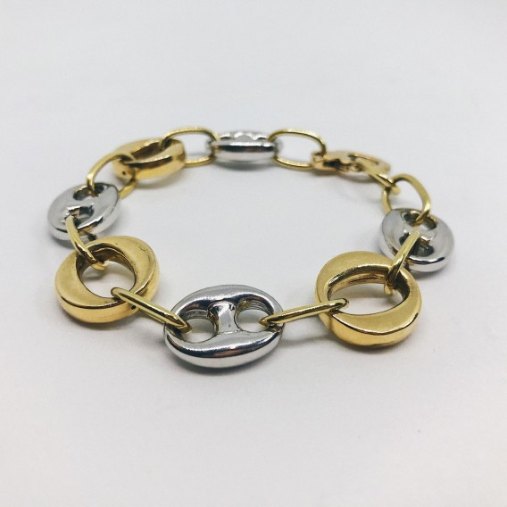 Pulsera bicolor en oro 18kt.