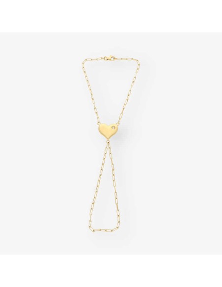 Pulsera de dedo con corazÃ³n en oro 18kt