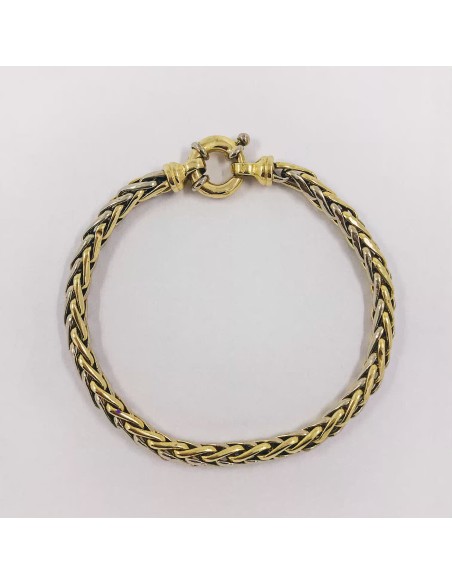 Pulsera trenzada en oro bicolor de 18kt