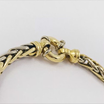 Pulsera trenzada en oro bicolor de 18kt 2