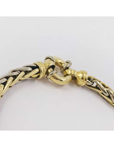 Pulsera trenzada en oro bicolor de 18kt