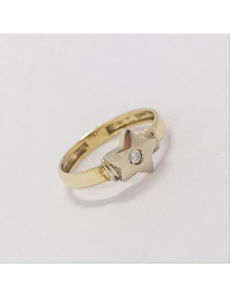 Anillo en oro 18kt con estrella central