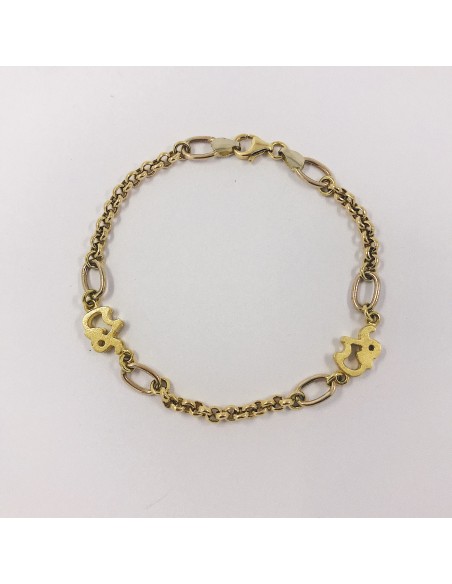 Pulsera en oro 18kt con elefantes.