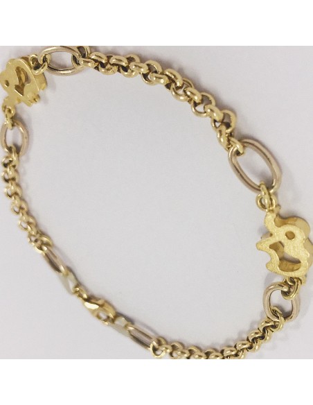 Pulsera en oro 18kt con elefantes.