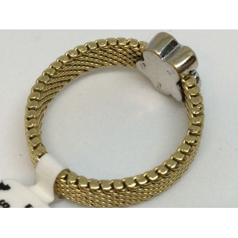 Sortija Tous en malla de oro y centro de flor en oro blanco y  brillantes 2