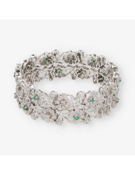 Esclava en oro blanco con brillantes.