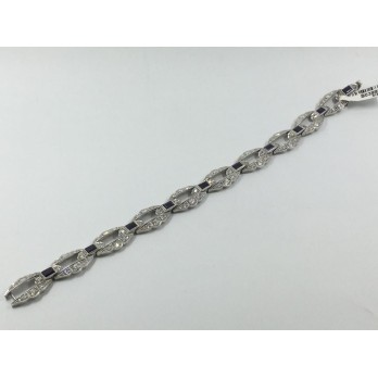 Pulsera art decÃ³ en platino, brillantes y zafiros