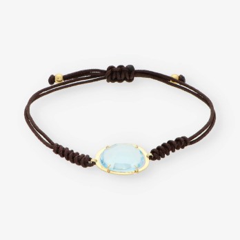 Pulsera de cordÃ³n trenzado con oro 18kt y piedra azul 2