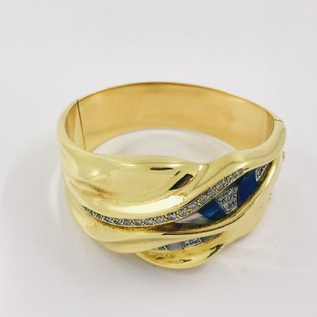 Pulsera esclava Puig Doria en oro con brillantes y esmaltes 2