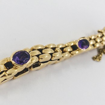 Pulsera en oro 18kt. con amatistas. 2