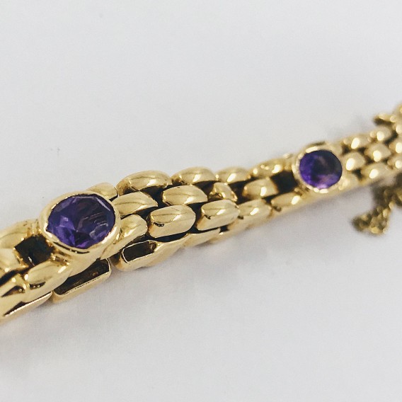 Pulsera en oro 18kt. con amatistas.