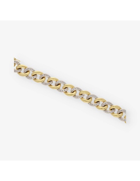 Pulsera barbada en oro bicolor 18kt con brillantes