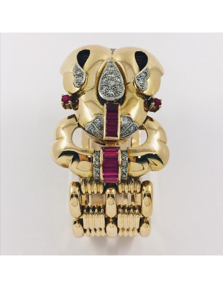 Pulsera reloj vintage en oro 18kt con brillantes