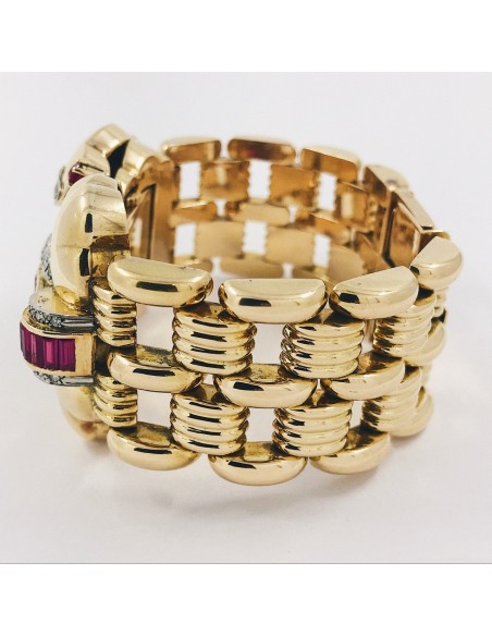 Pulsera reloj vintage en oro 18kt con brillantes