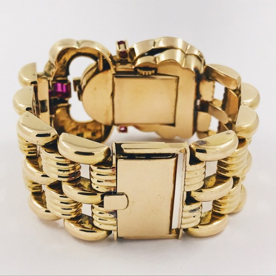 Pulsera reloj vintage en oro 18kt con brillantes