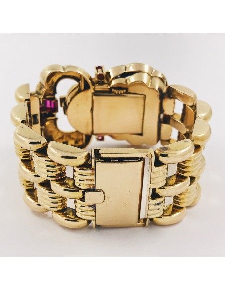 Pulsera reloj vintage en oro 18kt con brillantes