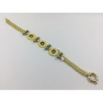 Pulsera de oro y piedras de color