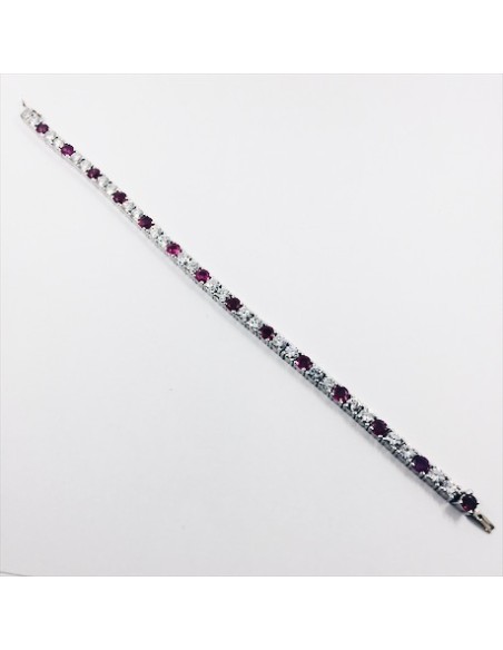 Pulsera riviÃ¨re en oro blanco, diamantes y piedras de color