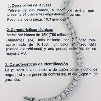 Pulsera riviere oro blanco 18kt con brillantes y certificado 2