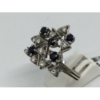 Sortija en oro blanco, zafiros y brillantes. 2