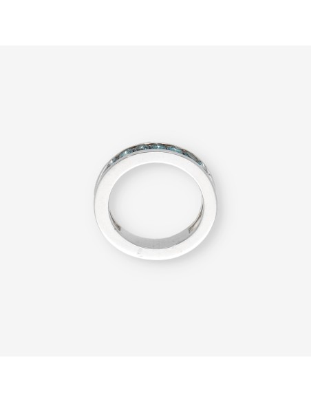 Anillo en oro blanco 18kt con brillantes fancy azul