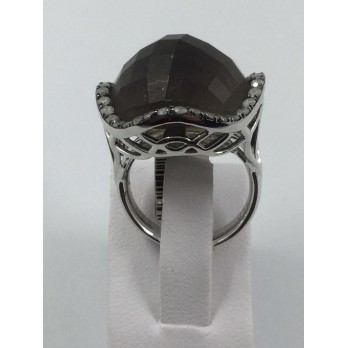 Anillo en oro blanco con amatista y brillantes 2