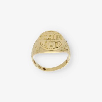 Anillo sello con el escudo del Barcelona en oro 18kt 2