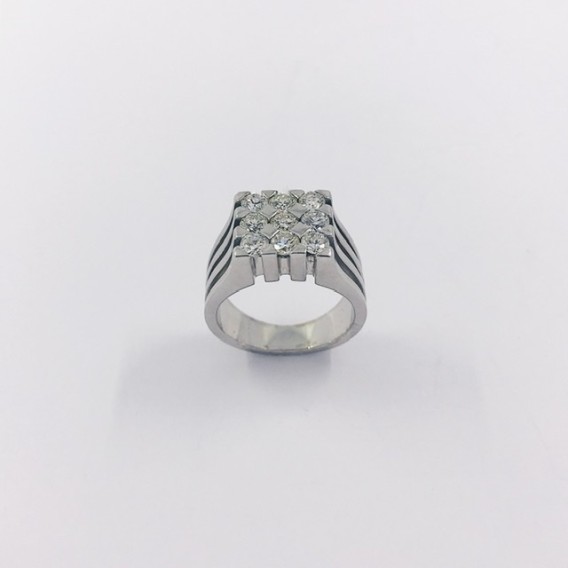 Anillo en oro blanco 18kt y brillantes