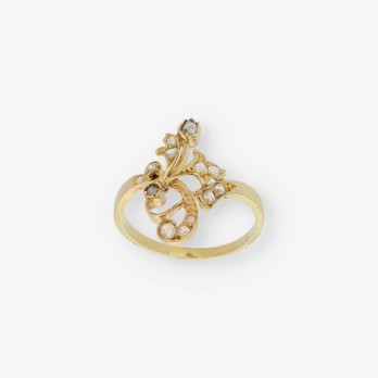 Anillo vintage en oro 18kt con diamantes 2