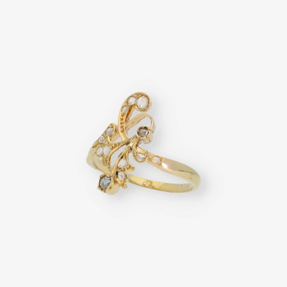 Anillo vintage en oro 18kt con diamantes