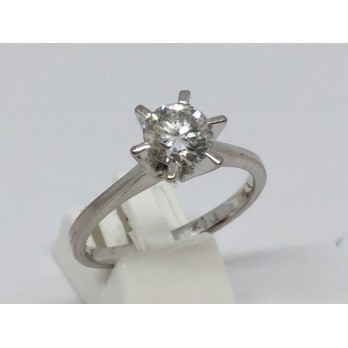 Sortija solitario de oro blanco y brillante