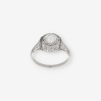 Anillo vintage en oro blanco 18kt con brillante central 2