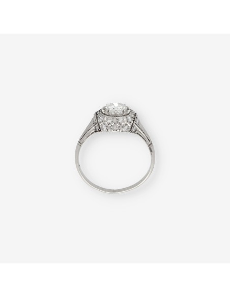 Anillo vintage en oro blanco 18kt con brillante central
