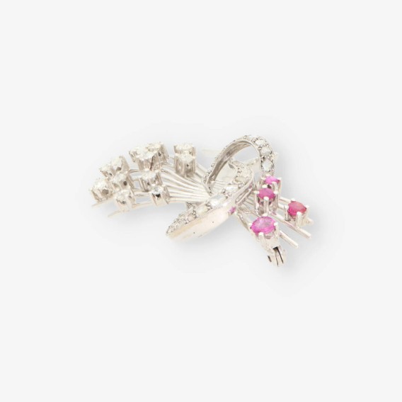 Broche oro blanco y bri