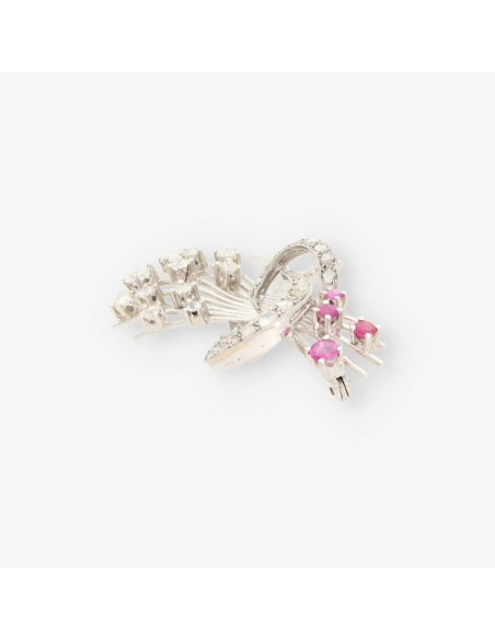 Broche oro blanco y bri