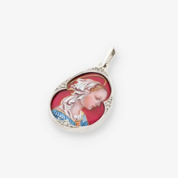 Colgante medalla en oro blanco 18kt y esmalte 2