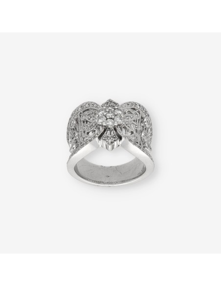 Anillo vintage en oro blanco 18kt con brillantes