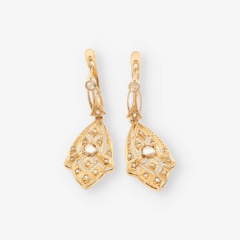 Pendientes vintage en oro 18kt y diamantes 2